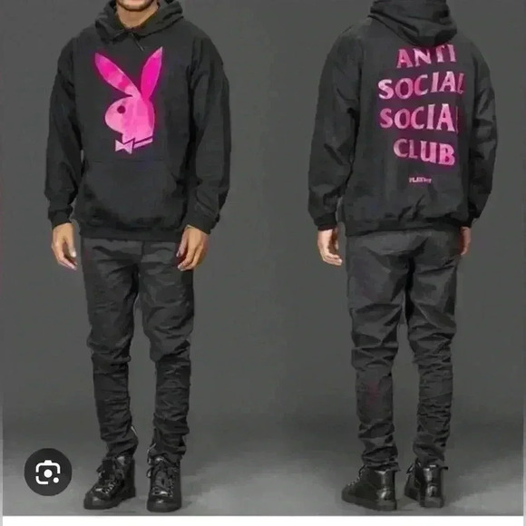 Anti Social  Club X Playboy black pink hoodie
Men’s size Medium M - Picture 1 of 7